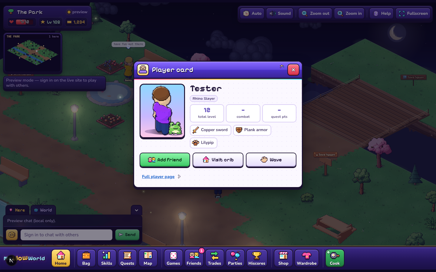 The new player card.